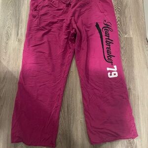 Fruit of the Loom Pink Sweatpants with Heartbreaker Print